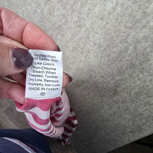 Red & White Striped Blouse With Tie Sleeves Shein Curve 5XL Polyester & Elastane - Picture 5 of 7